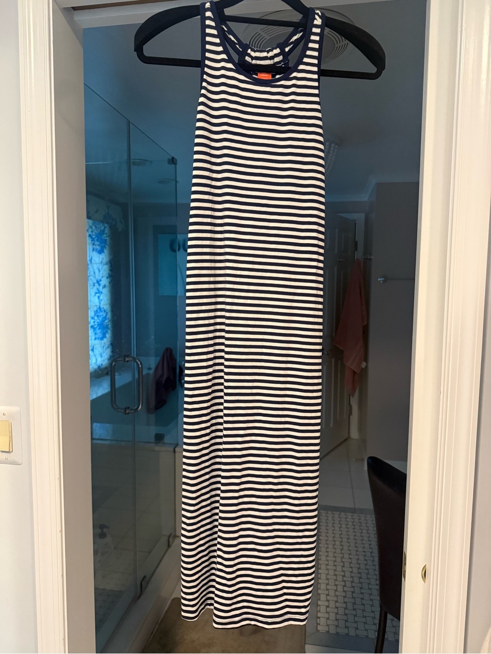Joe Fresh Navy and White Striped Sleeveless Maxi Dress